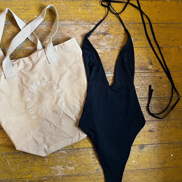 437 Swimwear THE JOHNSON ONE PIECE / BLACK LARGE - Picture 1 of 5